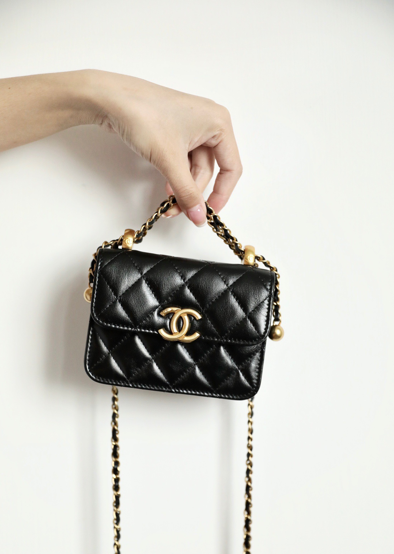 Túi xách Chanel Small vanity bag wich strap siêu cấp màu đen size 11 cm   AP1147Y  Túi Xách Nữ Túi Xách Đẹp Túi Xách Giày Dép Nữ  Bước Thời Trang